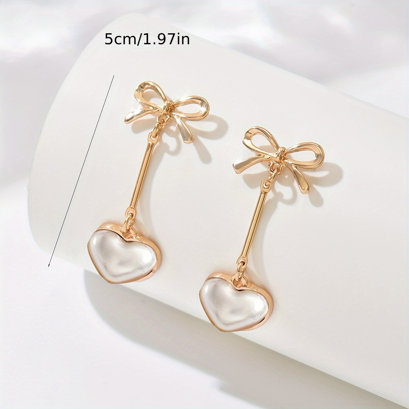 Women's Elegant Golden-Tone Heart Earrings, Everyday & Formal